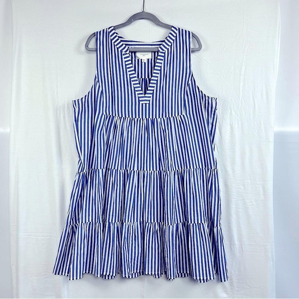 Pomander place blue and white striped dress size xxxl